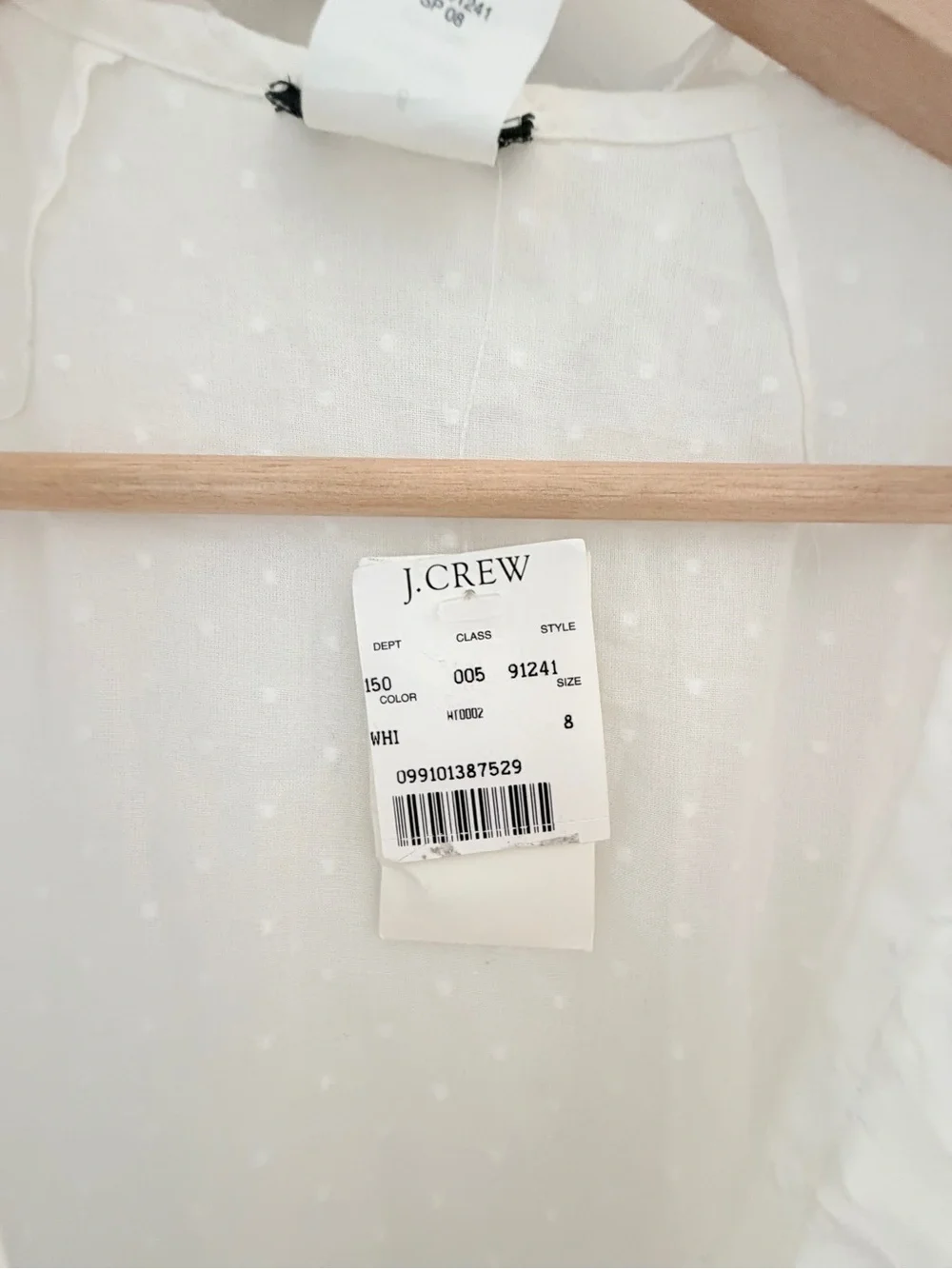 J. Crew 100% Cotton White Swiss Dot Lined Wrap Midi Dress. NWT. Sz 8